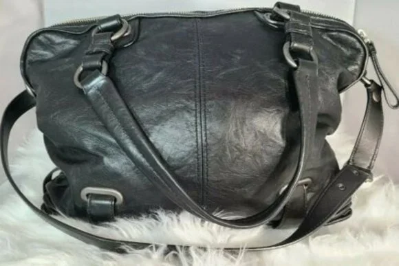 Coach Ltd Ed Cambridge Blac Leather Zip Top Shoulder Tote Bag Purse Satchel